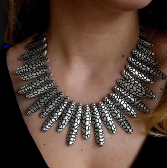 Silver Boho Statement Necklace - Picture 8 of 16